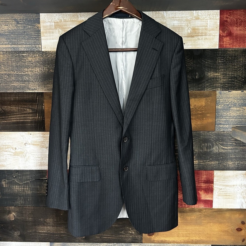 Suitsupply Lazio Slim Fit Grey Pinstripe Blazer 38L Wool VBC Super 110s Italy